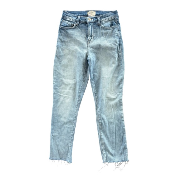L'Agence Light Blue Wash Raw Hem Cropped Jeans Size 25 - Picture 1 of 6